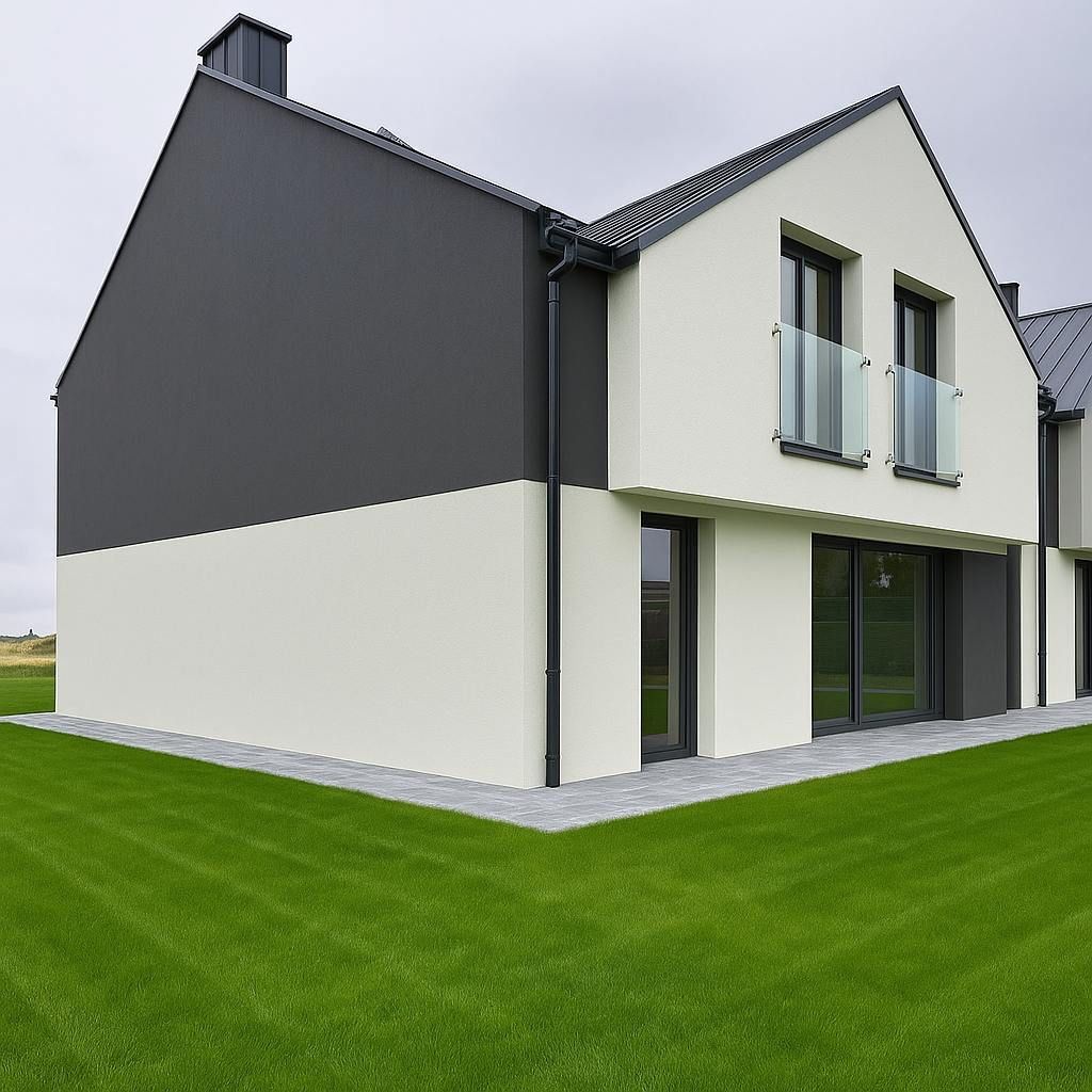 Dom biało-grafitowy